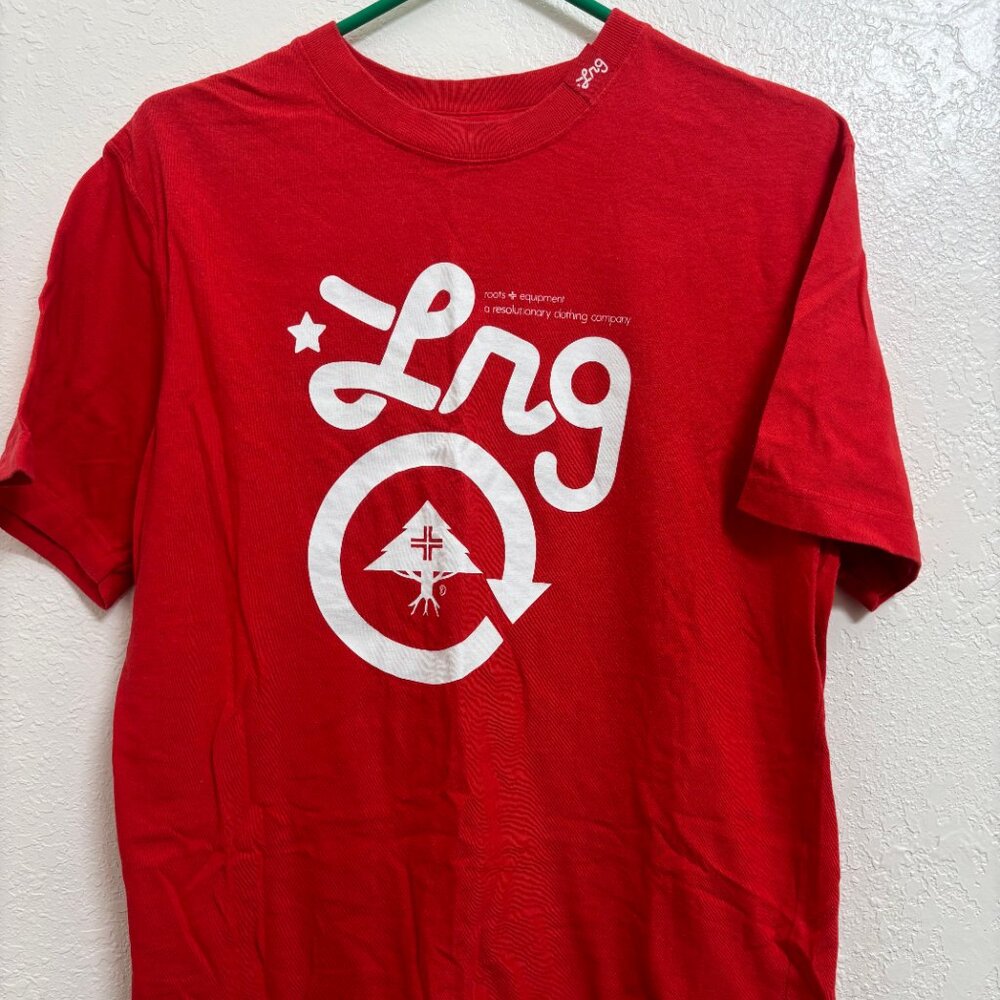 LRG Lifted Research Group grass roots logo tee shirt Medium RED